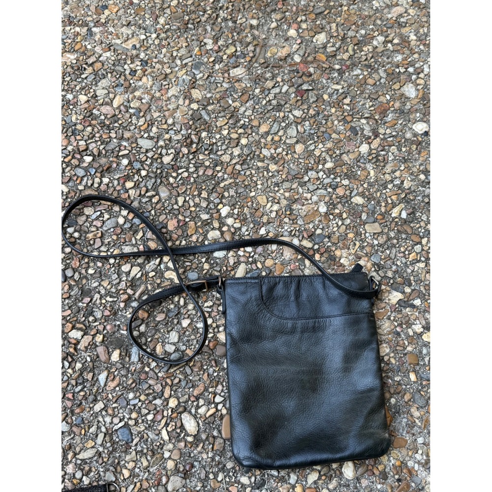 Margot New York Black Pebbled‎ Leather Crossbody Bag Rose Gold Zipper Messenger